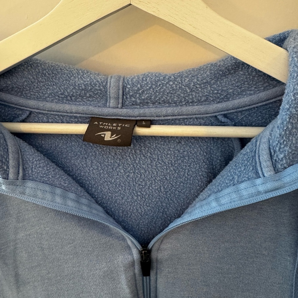 Athletic Works Light Blue Fleece Zip-Up Hoodie Cotton - Picture 4 of 7